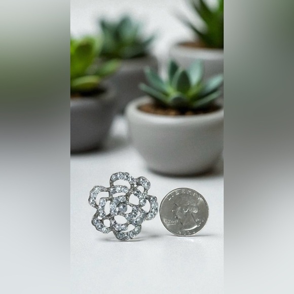 Napier CZ Necklace, With Stretchy CZ Wrist Bracelet & Vintage CZ Brooch-3 Pieces - Picture 12 of 14